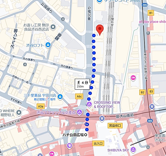 渋谷駅からの道のり