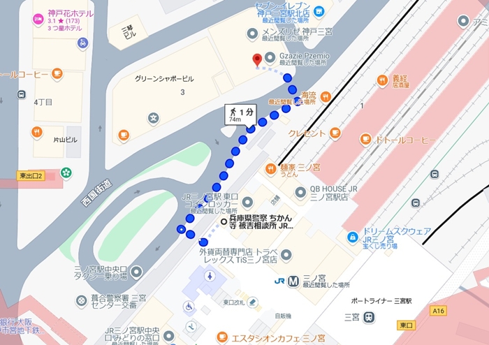 メンズリゼ 神戸三宮院のMAP
